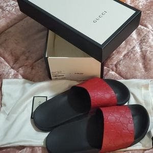 Authentic red Gucci women's slides..